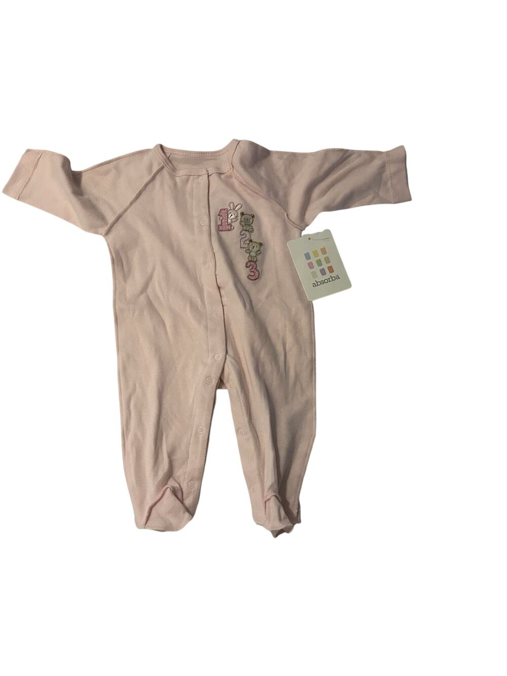 NWT Absorba 0-3M 2-Piece Footed Pajama Set
